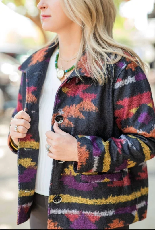 Fashionable Women's Wardrobe Aztec Jacket In Multi Color
