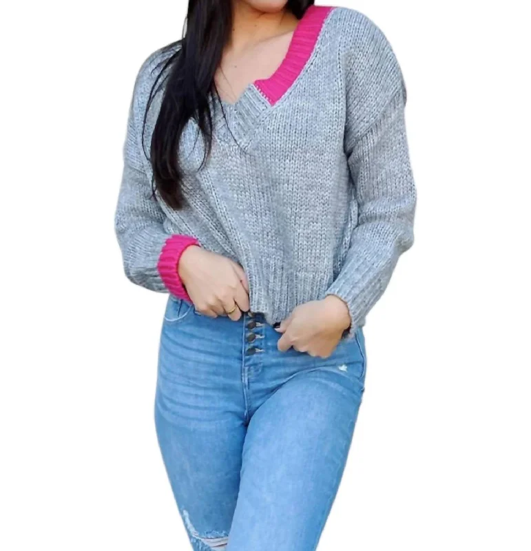 Flash Sale Fever Ryleigh Sweater In Grey/pink
