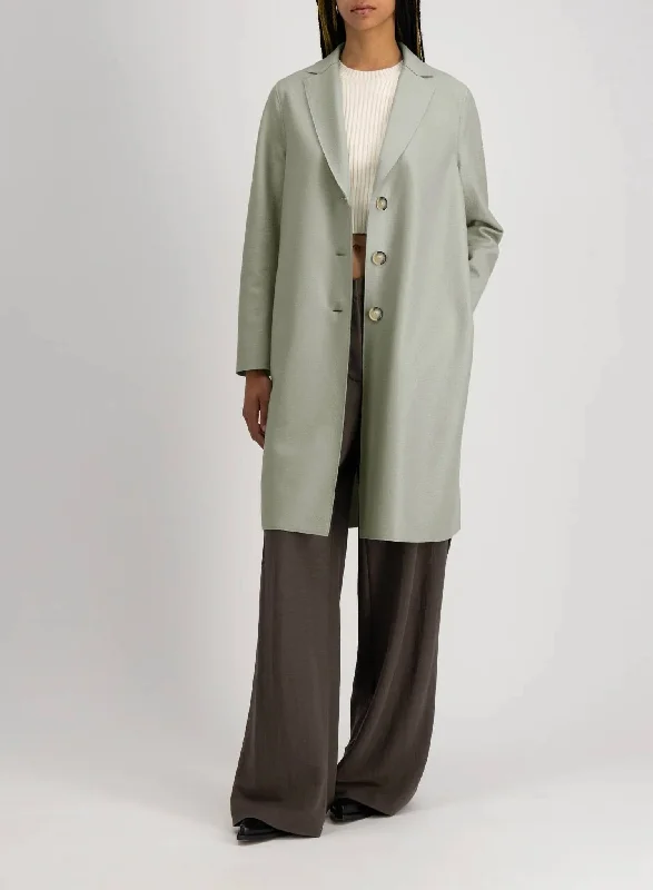 Women's High-Fashion Clothes Light Pressed Wool Overcoat In Absinthe Green