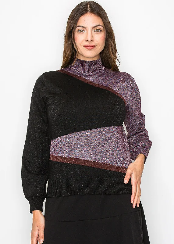 Massive Selection Sale Geometric Colorblock Turtleneck Sweater