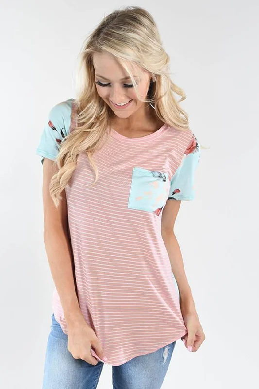Limited Edition Isn't That Peachy Floral Pocket Top - Mint