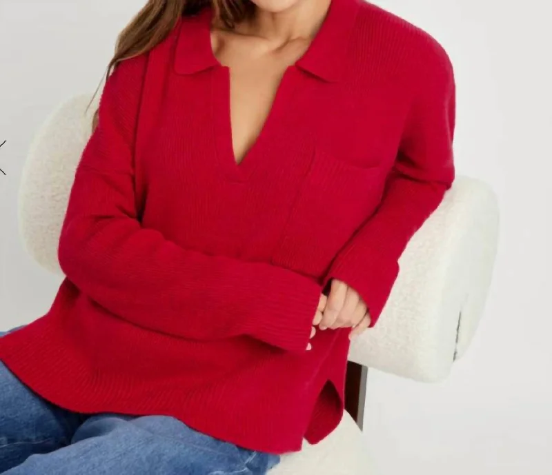 Browse Our Top Products Kristen Polo Sweater In Ruby