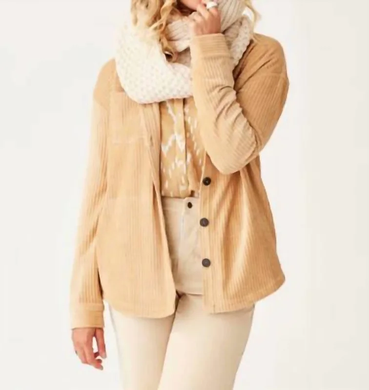 Boutique Dress Online Hudson Stretch Cord Shacket In Camel