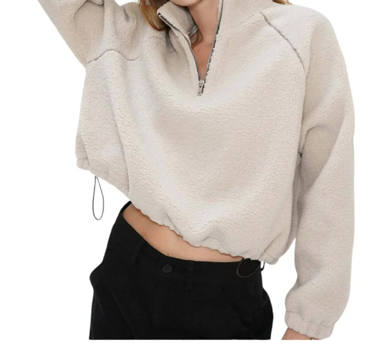 Women's Occasion Wear Apparel Sherpa Half Zip Jacket In Oat