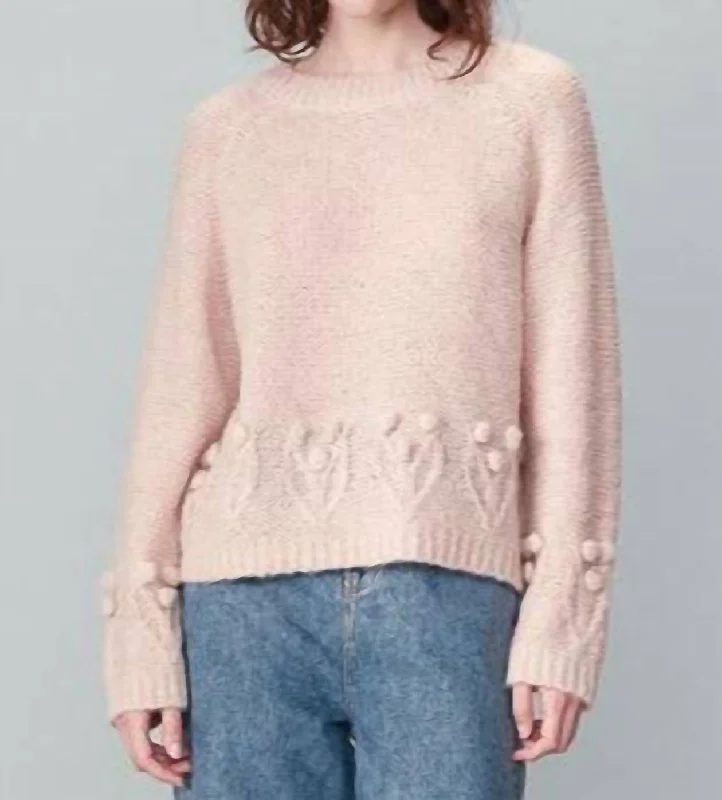 Discover Promotions Naurine Embroidered Sweater In Light Pink