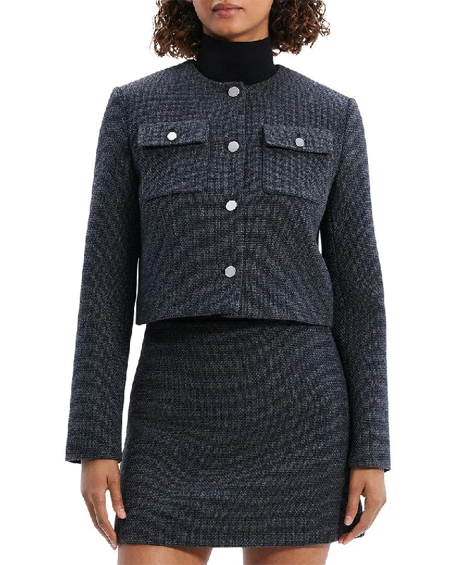 Casual Yet Stylish Separates Theory Tweed Wool-Blend Cardigan Jacket