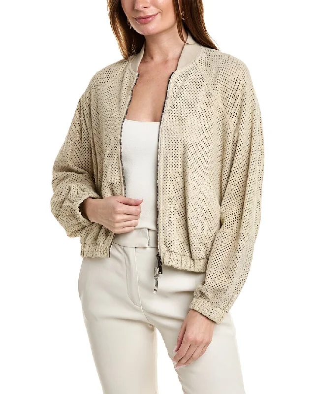 Women's Plus-Size Attire Brunello Cucinelli Leather Jacket