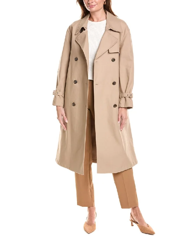 Women's Vintage Attire Theory Double-Breasted Trench Coat