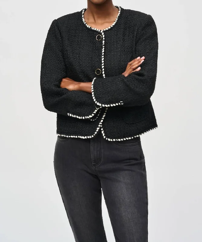 Summer Sale Boucle Contrast Jacket In Black
