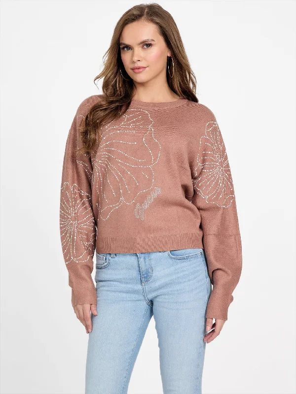Elegant Styles Juliana Embellished Floral Sweater