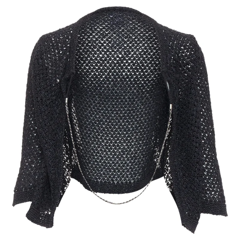 Chic Style Chanel cotton blend cc chain link open knit cardigan