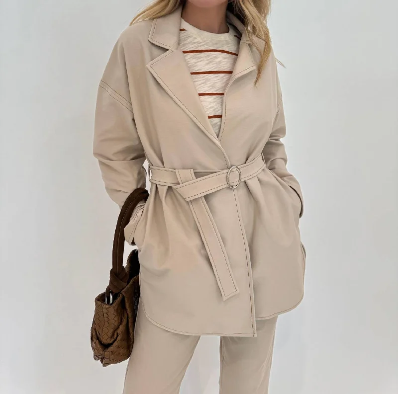 City Fashion Otranto Jersey Jacket With Belt In Beige