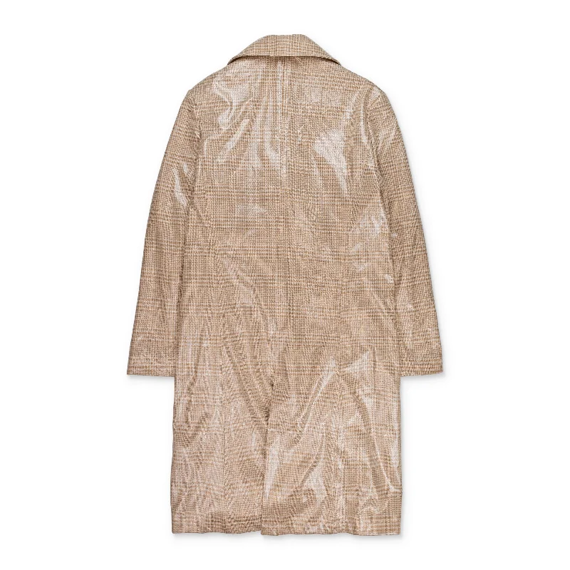 Online Boutique Clothing PLAID VINYL TAN TRENCH COAT