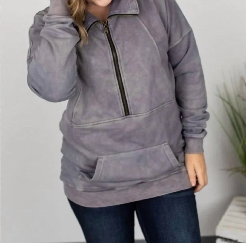 Must-Have Styles Vintage Wash Half-Zips In Slate
