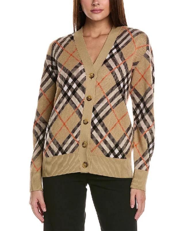 Trendy Street Style Attire Burberry Check Wool & Mohair-Blend Cardigan