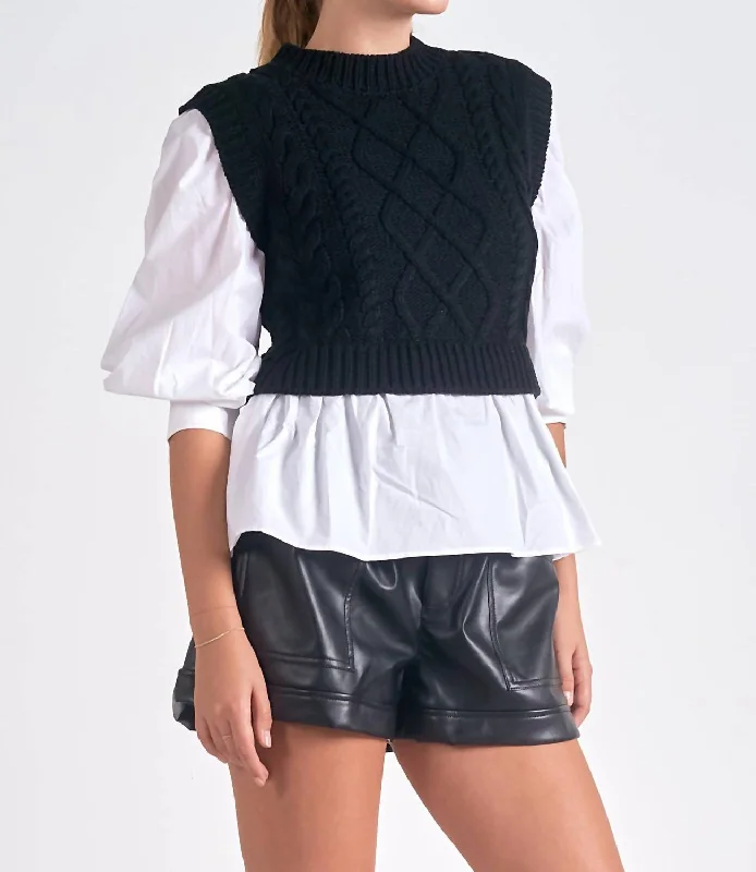 Best Sellers Layered Sweater Vest In Black