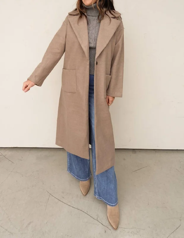 Comfortable Loungewear for Women Longline Button-Closure Coat In Mocha