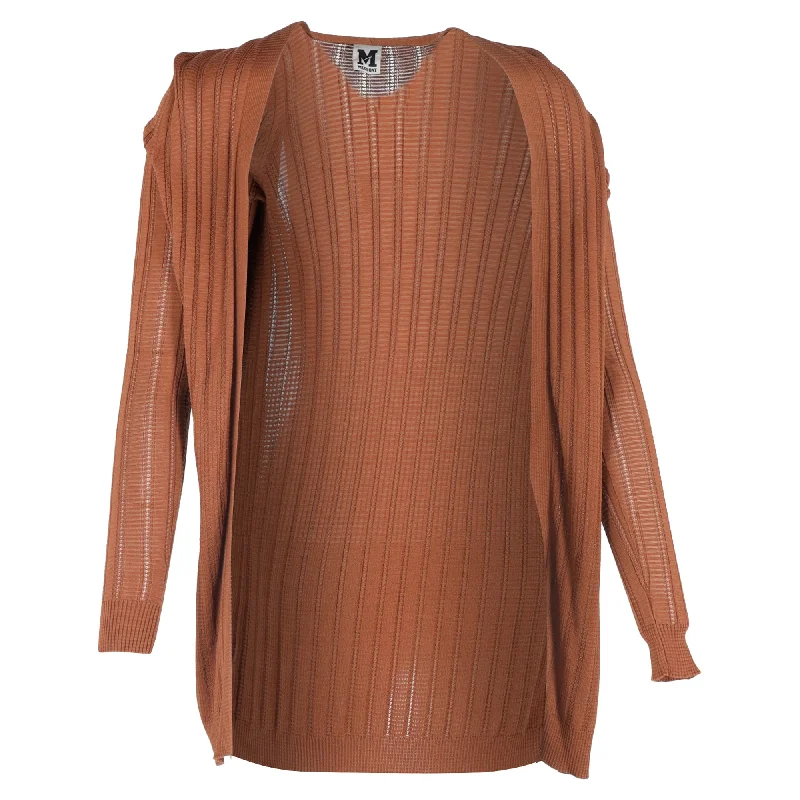 Trend Alert M Missoni Ribbed Knit Cardigan in Brown Viscose