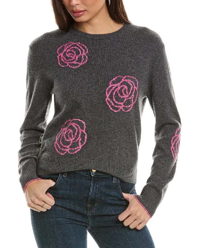 Quick Grab Deals Hannah Rose Rose Stamp Cashmere Sweater