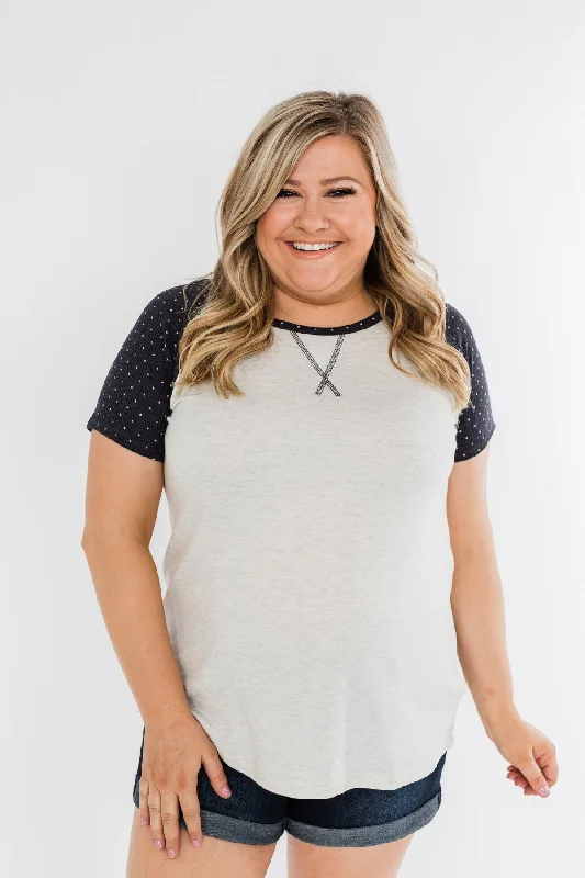 Flash Sale All Weekend Long Beneath The Stars Raglan Top- Heather Grey & Navy