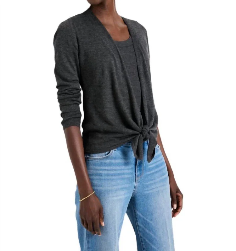 Wardrobe Essentials 4 Way Cardigan In Charcoal Heather