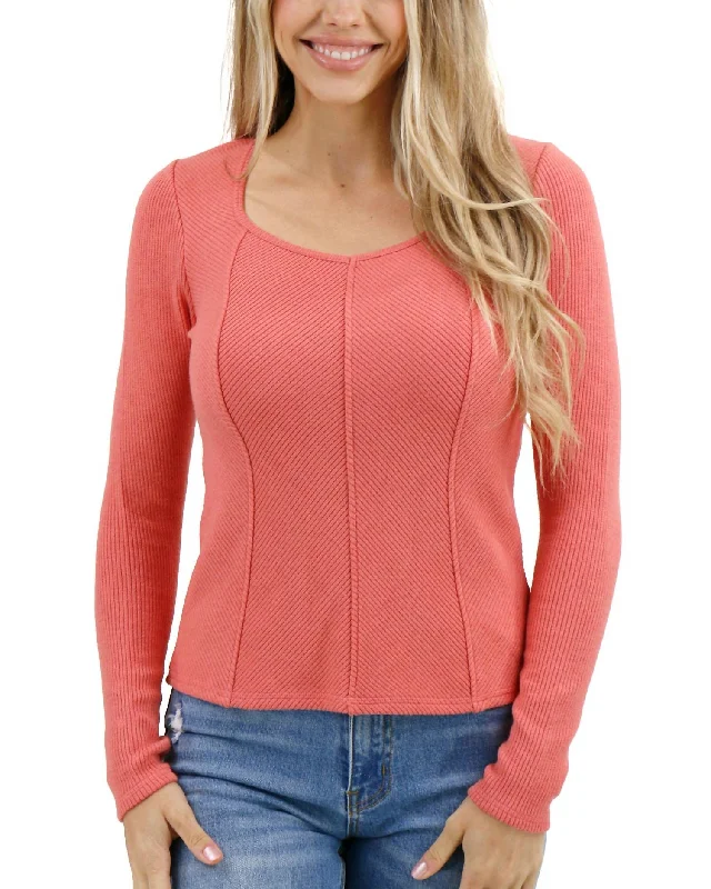 Unleash Your Trend Driven Style Chic Spring Ribbed Sweater In Lantana Bloom
