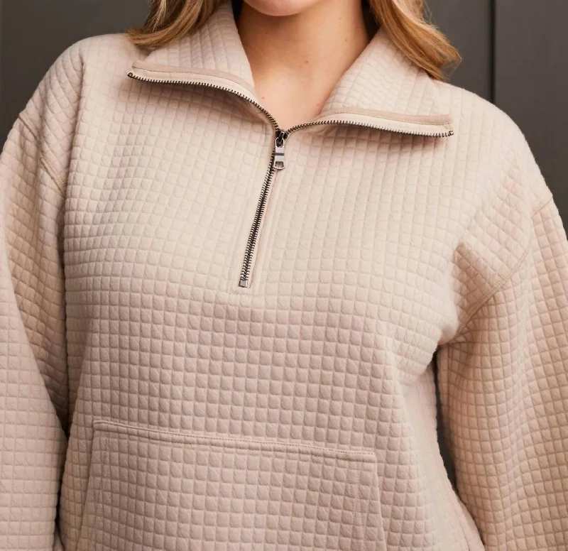 Unleash Your Trendy Side Kangaroo 1/2 Zip Sweater In Forest Grey