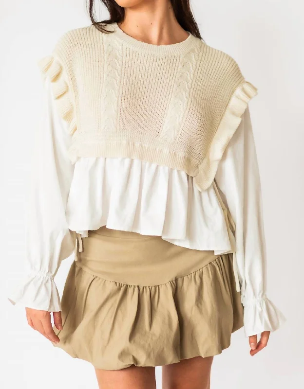 Seasonal Trends Jocelyn Knit Vest And Blouse Top In White