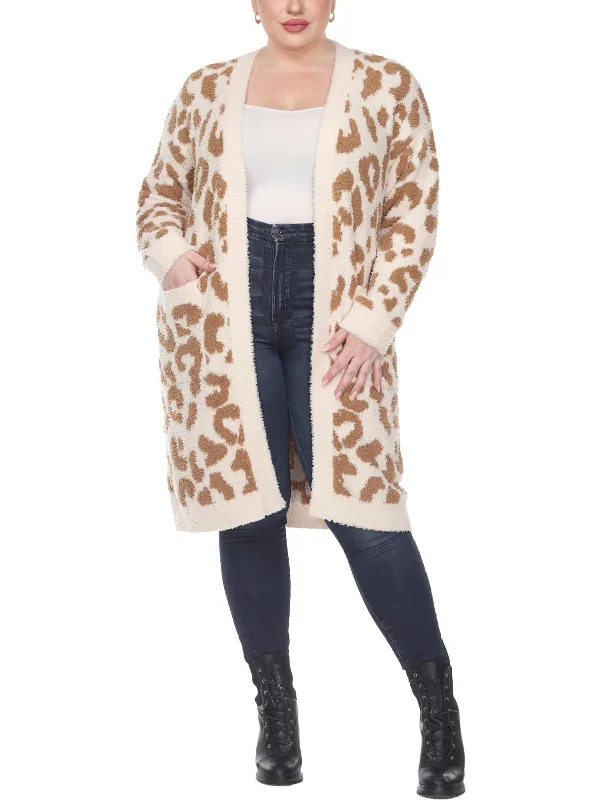 Versatile Wardrobe Essentials Plus Womens Knit Leopard Cardigan Sweater