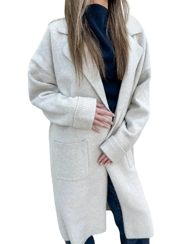 Online Clothing Boutiques Soft Classic Knit Trench In Oatmeal