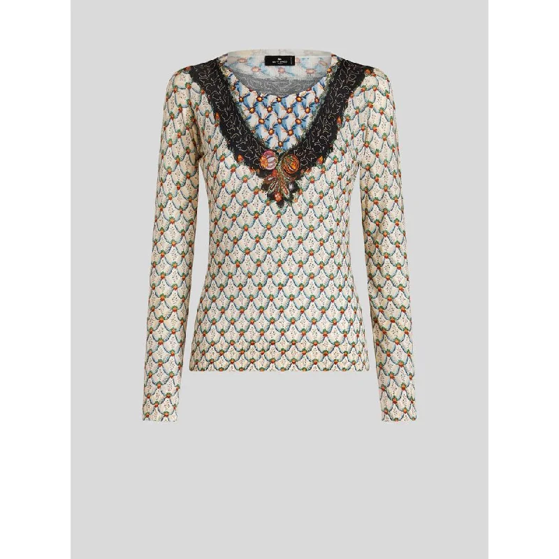 Relaxed Style FLORAL SILK AND CASHMERE JUMPER