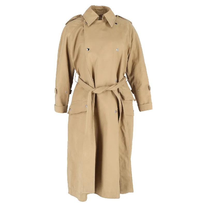 City Fashion Acne Studios Belted Double-Breasted Coat in Brown Cotton