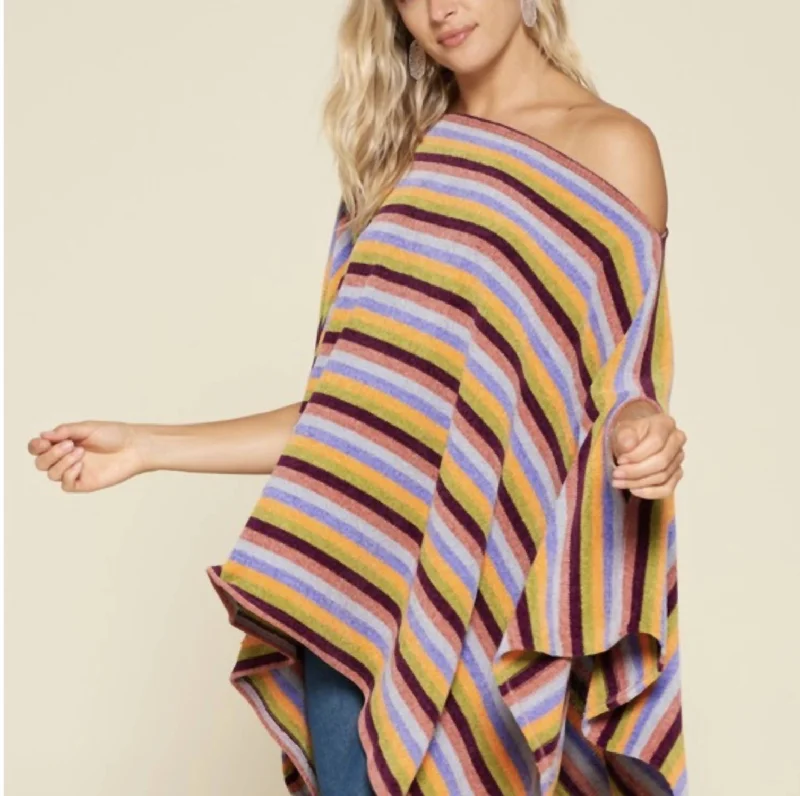 Fashion Forward Femininity Sara Poncho In Lime/orange