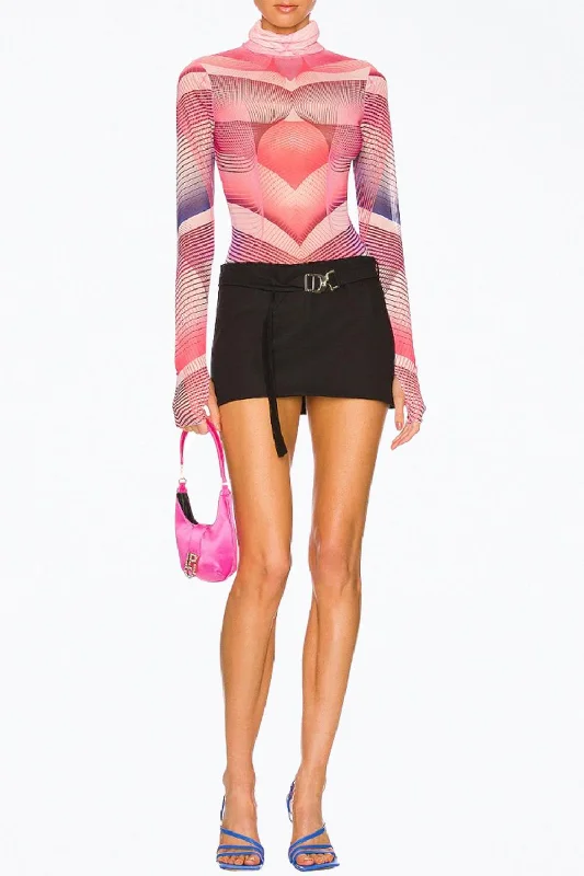 Discount Extravaganza Zadie Power Mesh Turtleneck Top In Modern Geo