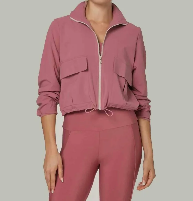 Women's Relaxed Clothes Short Coming Waterproof Jacket In Mauve