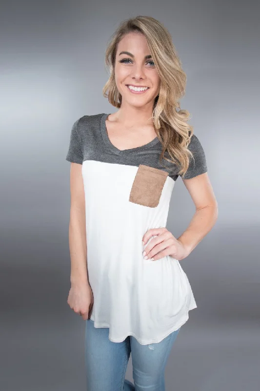 Daily Deals Dark Grey Pocket Top