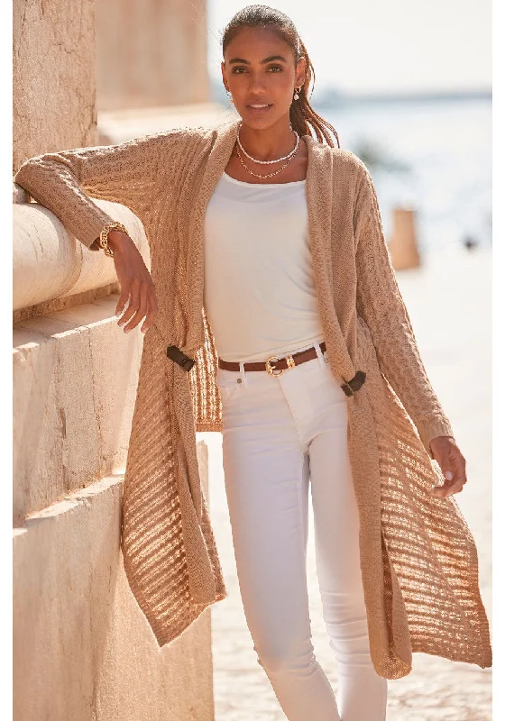 Minimalist Chic LASCANA Women's Buckle Trim Open Cardigan