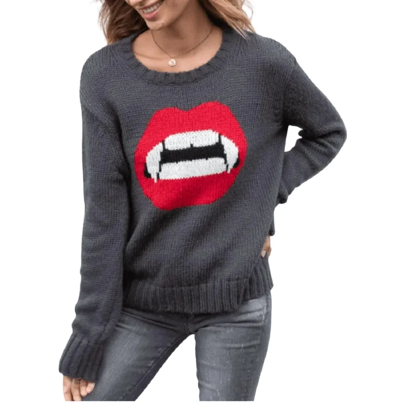 Everyday Glamour Vampire Crew Sweater In Bold Ink