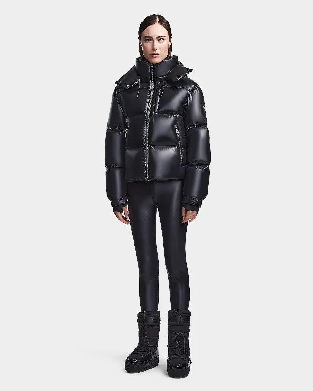 Women's Vacation Outfit Set MAVE S WOMEN'S GLOSSY DOWN PUFFER WITH HOOD
