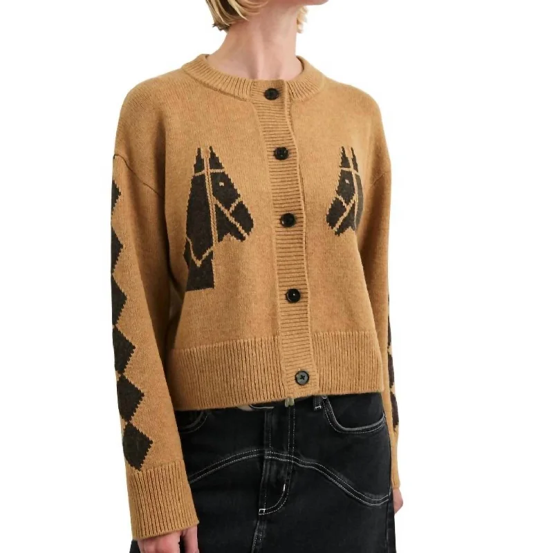 Dreamy Aesthetic Mavie Cardigan In Camel Stables