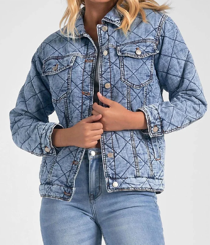 Online Impressions Boutique Jean Quilted Jacket In Blue Wash