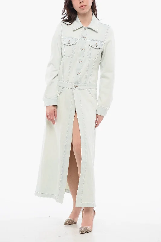 Women Wear Boutique Maison Margiela Mm6 Lightweight Denim Coat With Vintage Wash