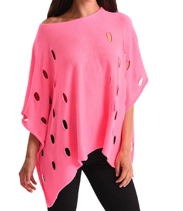 Elegant Attire For The Modern Lady Cut Out Poncho In Pink