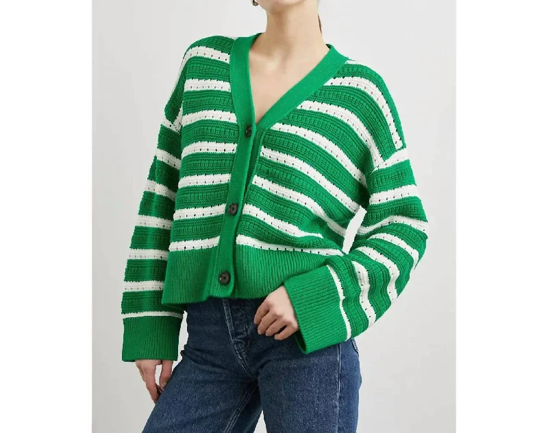 All Season Fashion Collection Geneva Cardigan In Kelly Stripe