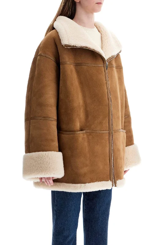 Women's Clothing For Everyday Wear Toteme Biscuits Shearling Lamb Leather Jacket With Wide Collar Women's Clothing For Everyday Wear Toteme Biscuits Shearling Lamb Leather Jacket With Wide Collar