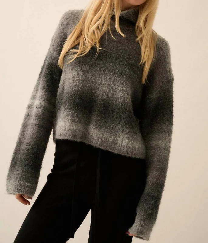 Big Savings Ombré Striped Knit Sweater In Charcoal