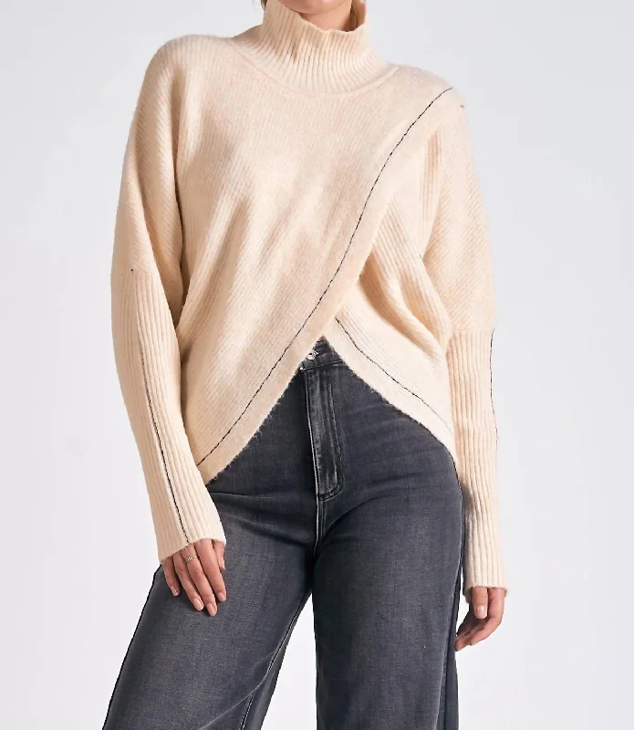 Dive Into Trendy Styles Criss Cross Sweater In Off White