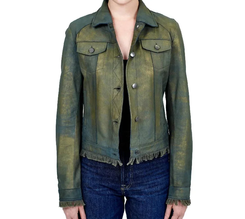 Women's Seasonal Clothes Alexa Washed Leather Jacket In Antique Gold