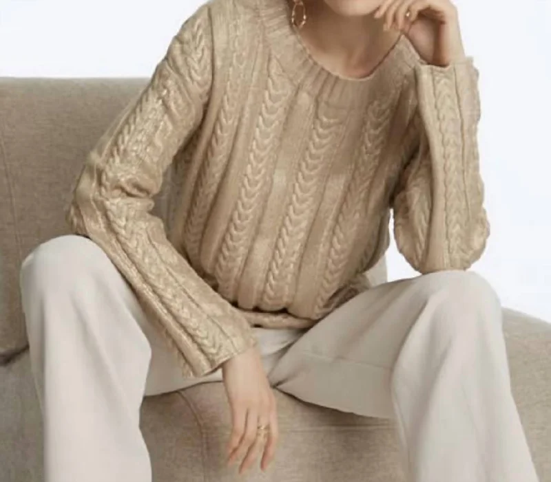 Elegant Details Foiled Sweater In Gold