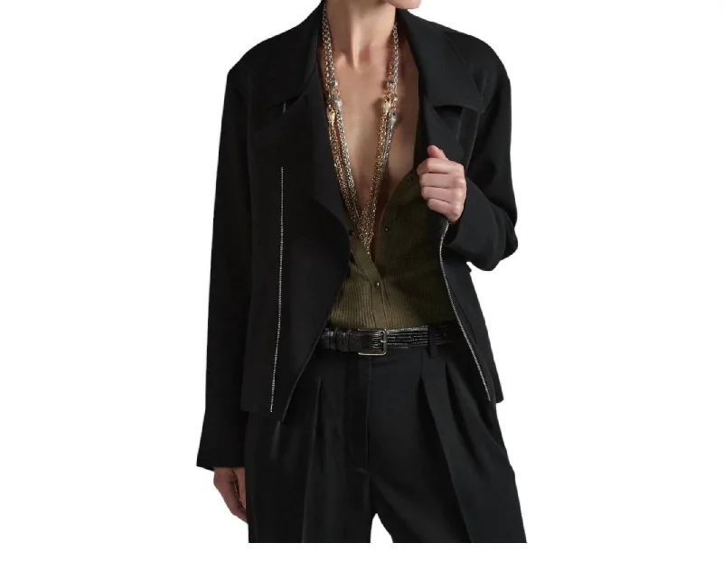 Classic Women's Apparel Fluid Biker Jacket In Black
